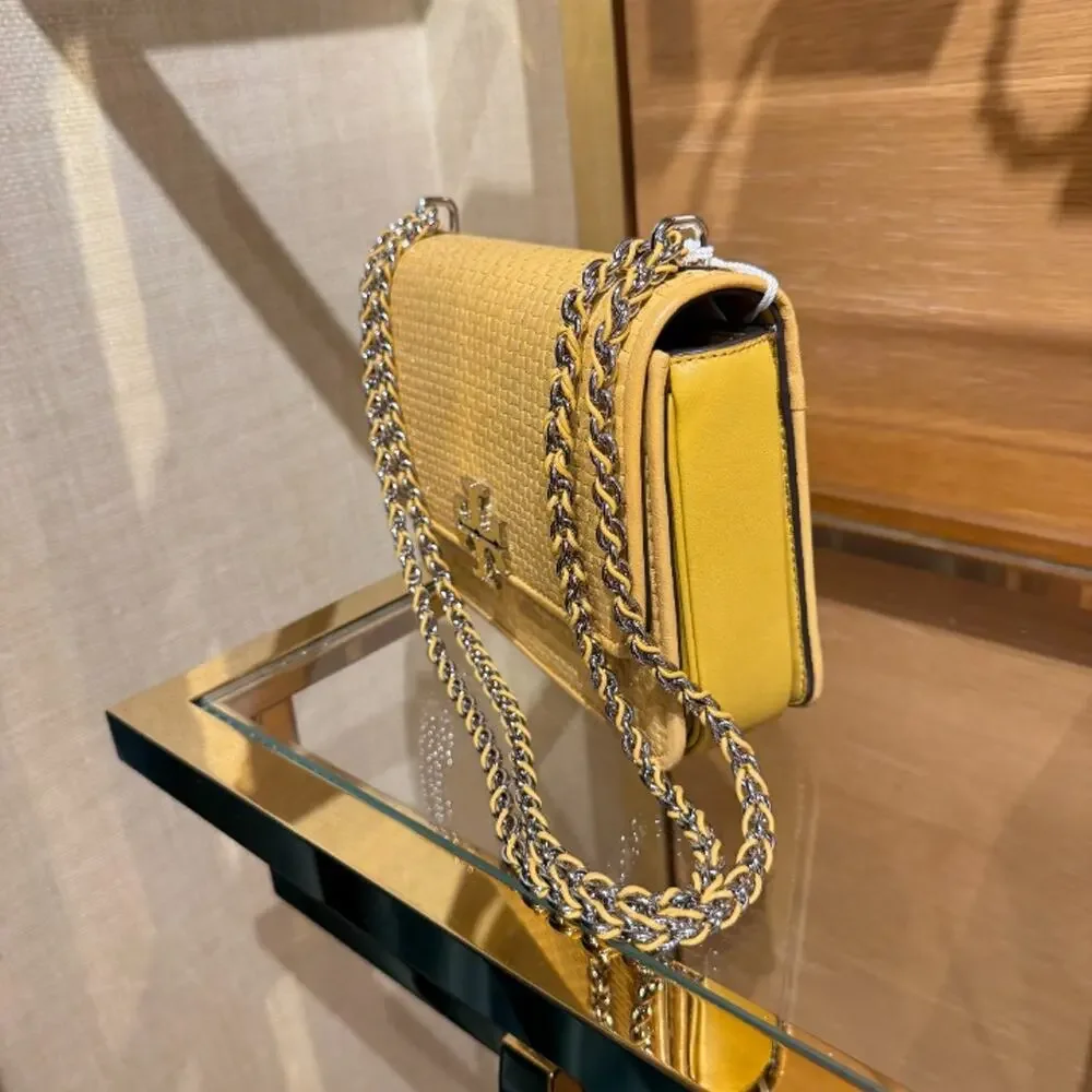 NEW‼️Tory Burch Britten Woven Small Shoulder Bag 180210 $670 Dark Sun